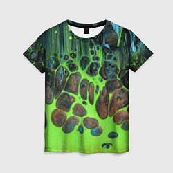 Женская футболка Неоновый песок и камни - Зелёный