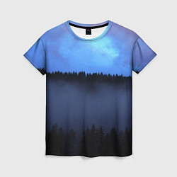 Женская футболка Неоновое небо над лесом