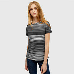 Футболка женская Black and white thin stripes Тонкие полосы, цвет: 3D-принт — фото 2