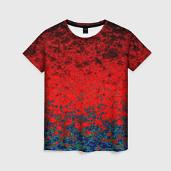 Женская футболка Абстрактный узор мраморный красно-синий