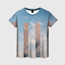 Женская футболка Абстрактные блоки и небо - Голубой