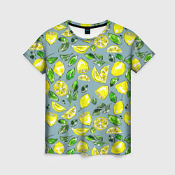 Футболка женская Порезанные лимоны - паттерн, цвет: 3D-принт