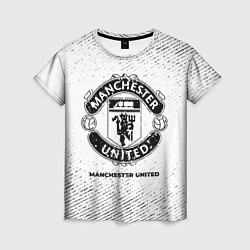 Женская футболка Manchester United с потертостями на светлом фоне