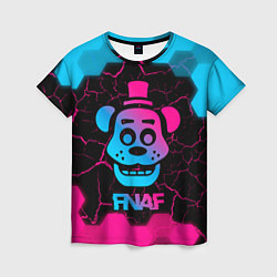 Женская футболка FNAF мишка - neon gradient