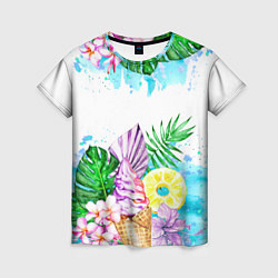 Женская футболка Тропический рай и мороженое