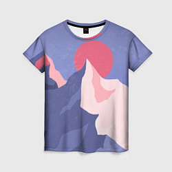 Женская футболка Пейзаж гор и леса в стиле ретро