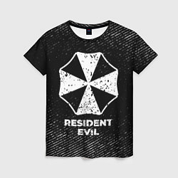 Женская футболка Resident Evil с потертостями на темном фоне