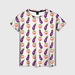 Женская футболка Баклажаны и персики паттерн