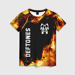 Женская футболка Deftones и пылающий огонь