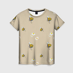 Женская футболка Цветы Ромашки и Пчёлы