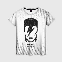 Женская футболка David Bowie с потертостями на светлом фоне