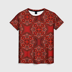Женская футболка Красные абстрактные круглые узоры