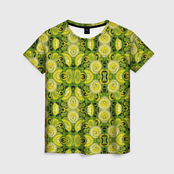 Женская футболка Зеленые узоры: волны абстракции