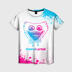 Женская футболка Poppy Playtime neon gradient style