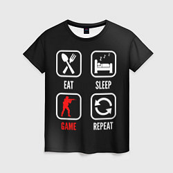 Женская футболка Eat, sleep, Counter Strike, repeat