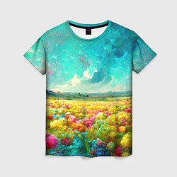 Женская футболка Бесконечное поле цветов