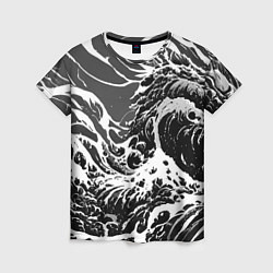 Женская футболка Черно-белые волны