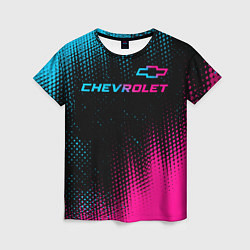 Женская футболка Chevrolet - neon gradient: символ сверху