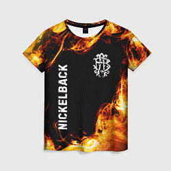 Женская футболка Nickelback и пылающий огонь