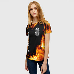 Футболка женская Nickelback и пылающий огонь, цвет: 3D-принт — фото 2
