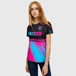 Футболка женская Bayern - neon gradient: символ сверху, цвет: 3D-принт — фото 2