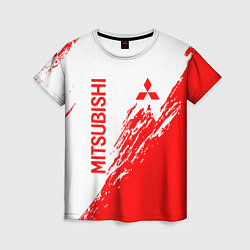 Женская футболка Mitsubishi - красная текстура
