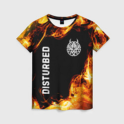Женская футболка Disturbed и пылающий огонь