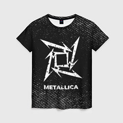 Футболка женская Metallica с потертостями на темном фоне, цвет: 3D-принт