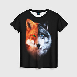 Женская футболка Волк и Лисица
