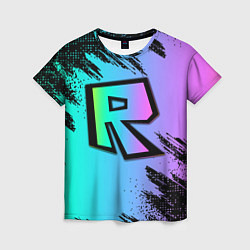 Женская футболка Roblox neon logo