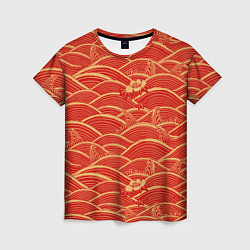 Женская футболка Китайская иллюстрация волн