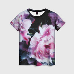 Женская футболка Цветы Пионы Акварель