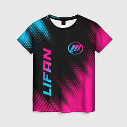 Женская футболка Lifan - neon gradient: надпись, символ
