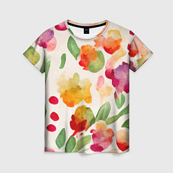 Женская футболка Романтичные акварельные цветы