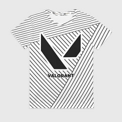Футболка женская Символ Valorant на светлом фоне с полосами, цвет: 3D-принт
