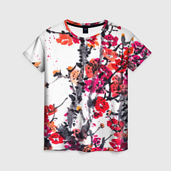 Женская футболка Живописная ветка сакуры