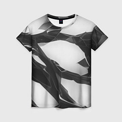 Женская футболка Осколки кристалла, тёмная абстракция