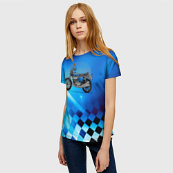 Футболка женская Синий классический мотоицкл, цвет: 3D-принт — фото 2