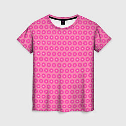 Женская футболка Розовые цветочки - паттерн из ромашек