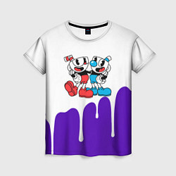 Футболка женская Cuphead потёки, цвет: 3D-принт