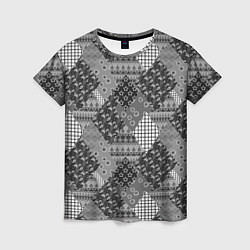 Женская футболка Black and White Ethnic Patchwork Pattern