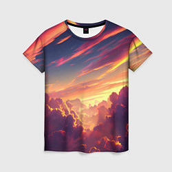 Женская футболка Закатное солнце в облаках