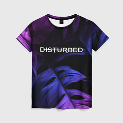 Женская футболка Disturbed neon monstera
