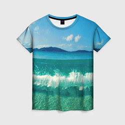 Женская футболка Волна набегает на берег