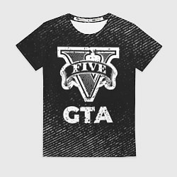 Футболка женская GTA с потертостями на темном фоне, цвет: 3D-принт