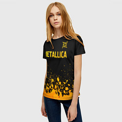 Футболка женская Metallica - gold gradient: символ сверху, цвет: 3D-принт — фото 2