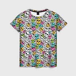 Женская футболка Череп разноцветный