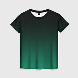 Женская футболка Черный и бирюзово - зеленый, текстурированный под