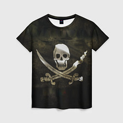 Женская футболка Пиратский флаг - череп с ножами