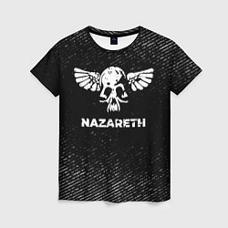 Женская футболка Nazareth с потертостями на темном фоне